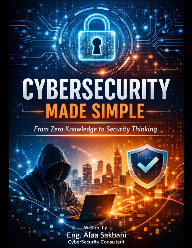 Cybersecurity Made Simple — book cover by Alaa Sakbani